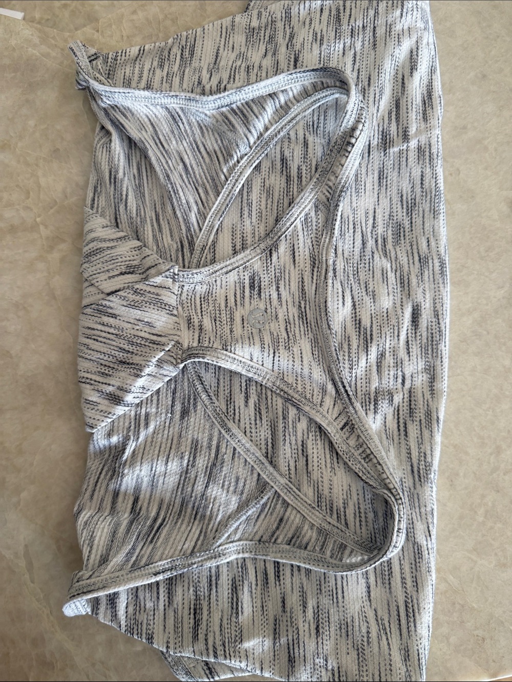 lululemon athletica Heathered White and Black Tank Top